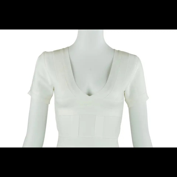 Herve Leger White Short Sleeve Bandage Dress - Size S - Picture 4 of 11